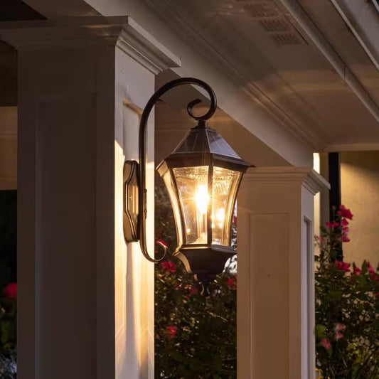 Outdoor Farmhouse Solar Wall Light in Black Finish - 150 Lumens - Tampa Home & Garden Store