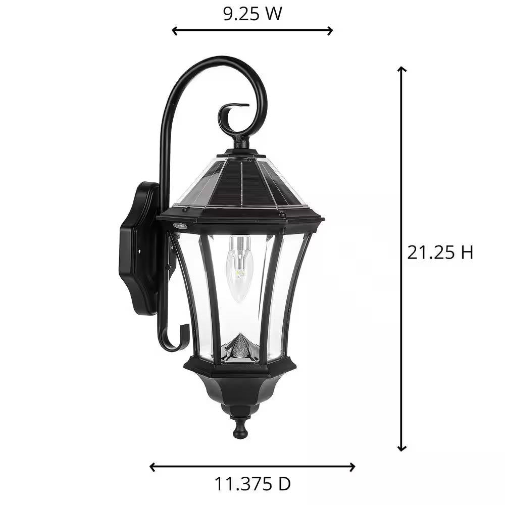 Outdoor Farmhouse Solar Wall Light in Black Finish - 150 Lumens - Tampa Home & Garden Store
