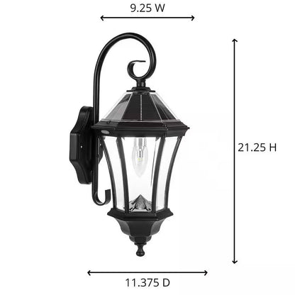 Outdoor Farmhouse Solar Wall Light in Black Finish - 150 Lumens - Tampa Home & Garden Store