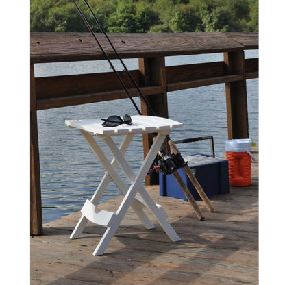 Outdoor Fast Folding Patio Side Table, White Weather Resistant Resin - Tampa Home & Garden Store