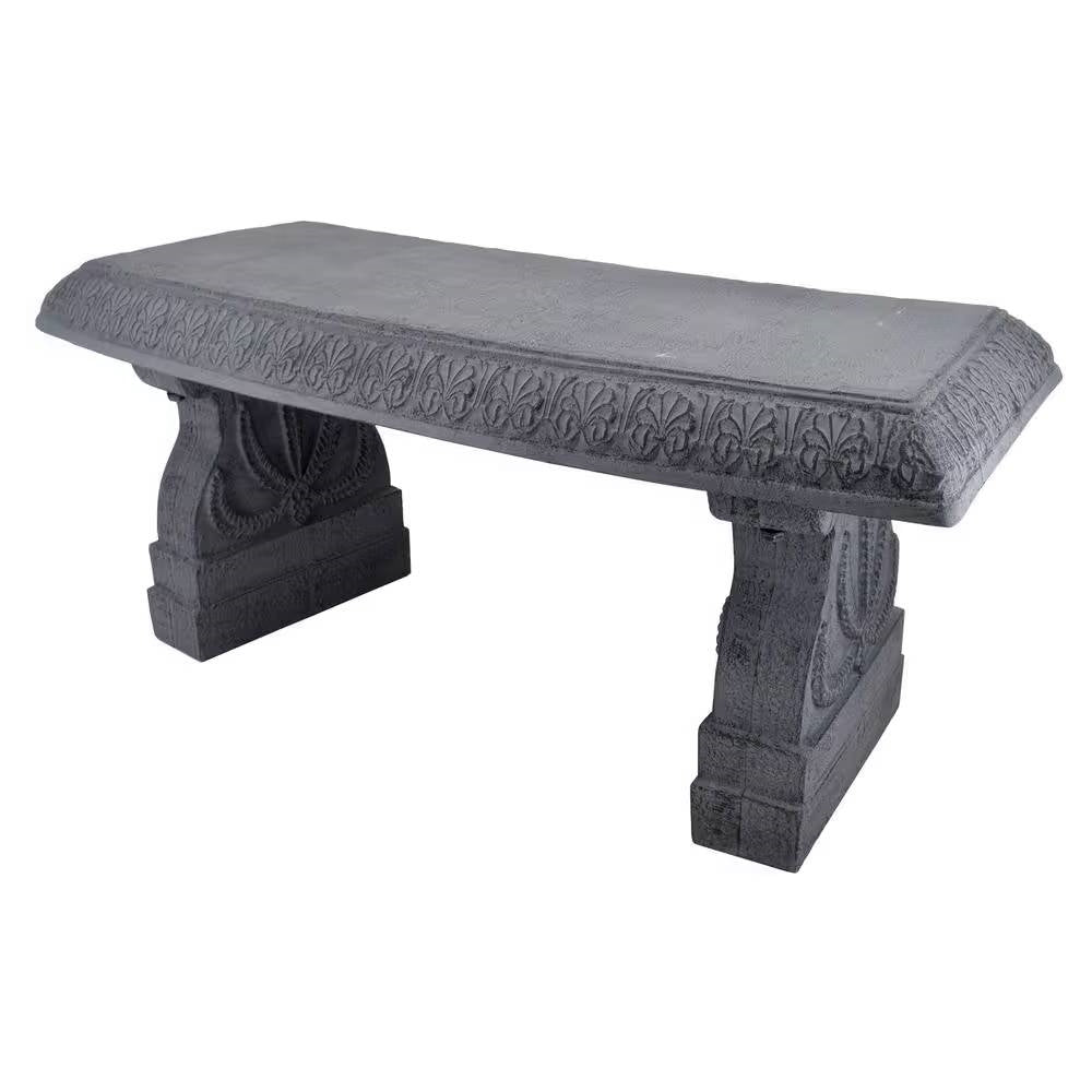Outdoor Fiber-Clay Garden Bench in Grey Stone Finish - Tampa Home & Garden Store