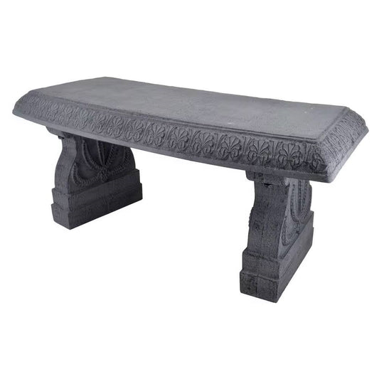 Outdoor Fiber-Clay Garden Bench in Grey Stone Finish - Tampa Home & Garden Store