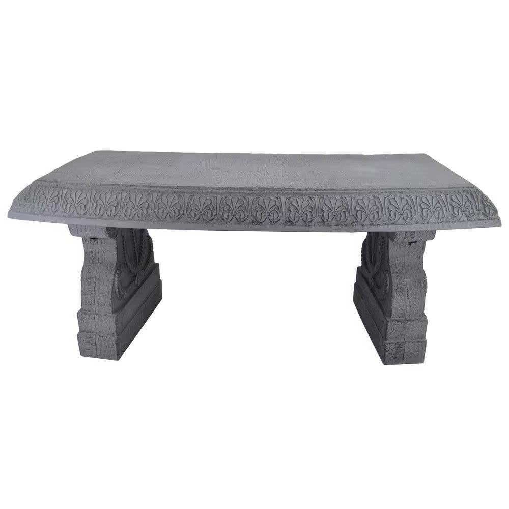 Outdoor Fiber-Clay Garden Bench in Grey Stone Finish - Tampa Home & Garden Store