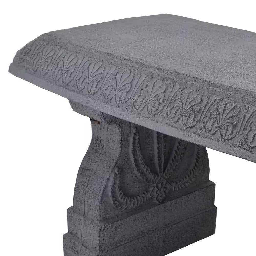 Outdoor Fiber-Clay Garden Bench in Grey Stone Finish - Tampa Home & Garden Store