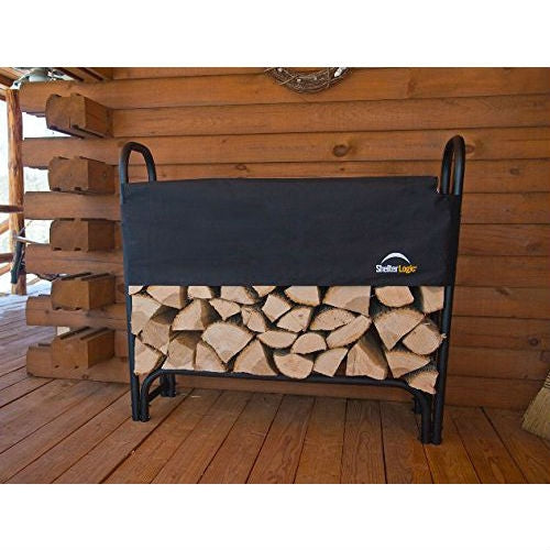 Outdoor Firewood Rack 4-Ft Steel Frame Wood Log Storage with Cover - Tampa Home & Garden Store