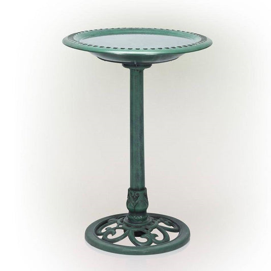 Outdoor Garden Bird Bath Bowl with Stand in Green Bronze Finish - Tampa Home & Garden Store