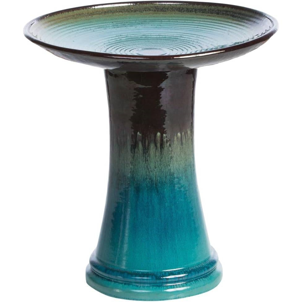 Outdoor Garden Multi-Shade Blue Ceramic Birdbath - Tampa Home & Garden Store