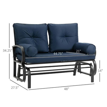 Outdoor Garden Patio Rocking Glider Chair Loveseat with Navy Blue Cushions - Tampa Home & Garden Store