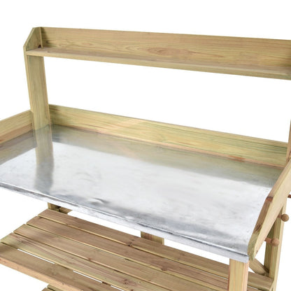 Outdoor Garden Workstation Potting Bench with Metal Top - Tampa Home & Garden Store