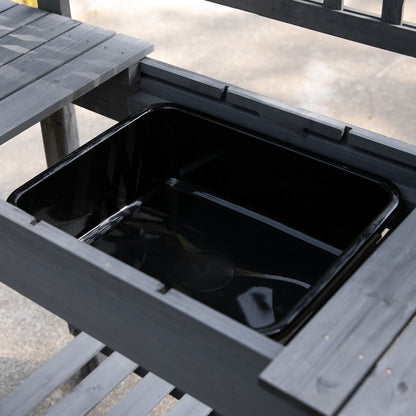 Outdoor Grey Wood Potting Bench Expandable Top with Food Grade Plastic Sink - Tampa Home & Garden Store