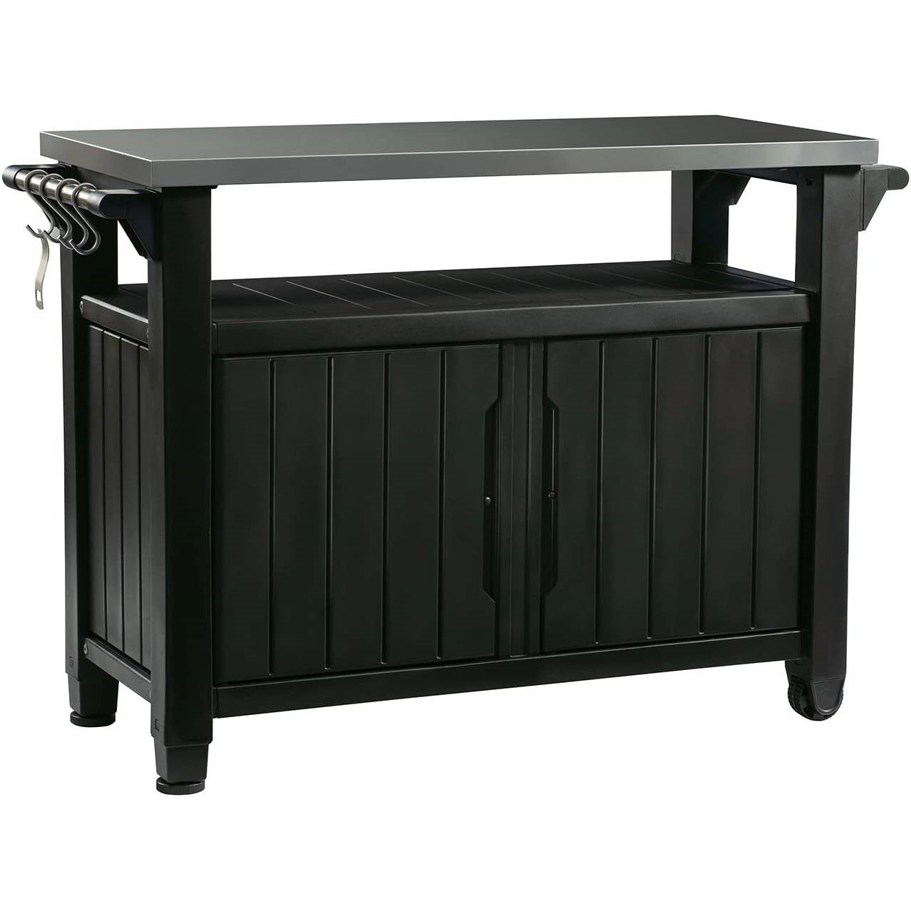 Outdoor Grill Party Bar Serving Cart with Storage in Graphite Grey - Tampa Home & Garden Store