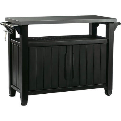 Outdoor Grill Party Bar Serving Cart with Storage in Graphite Grey - Tampa Home & Garden Store
