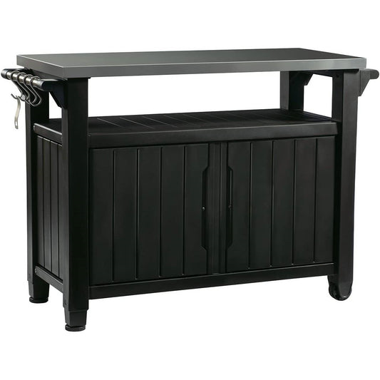 Outdoor Grill Party Bar Serving Cart with Storage in Graphite Grey - Tampa Home & Garden Store