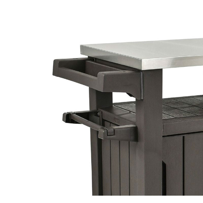 Outdoor Grill Party Caster Bar Serving Cart with Storage Dark Brown - Tampa Home & Garden Store