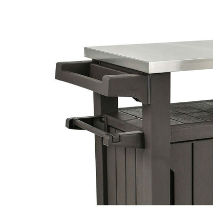 Outdoor Grill Party Caster Bar Serving Cart with Storage Dark Brown - Tampa Home & Garden Store