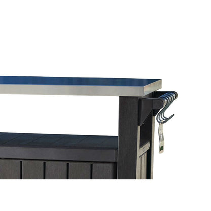 Outdoor Grill Party Caster Bar Serving Cart with Storage Dark Brown - Tampa Home & Garden Store