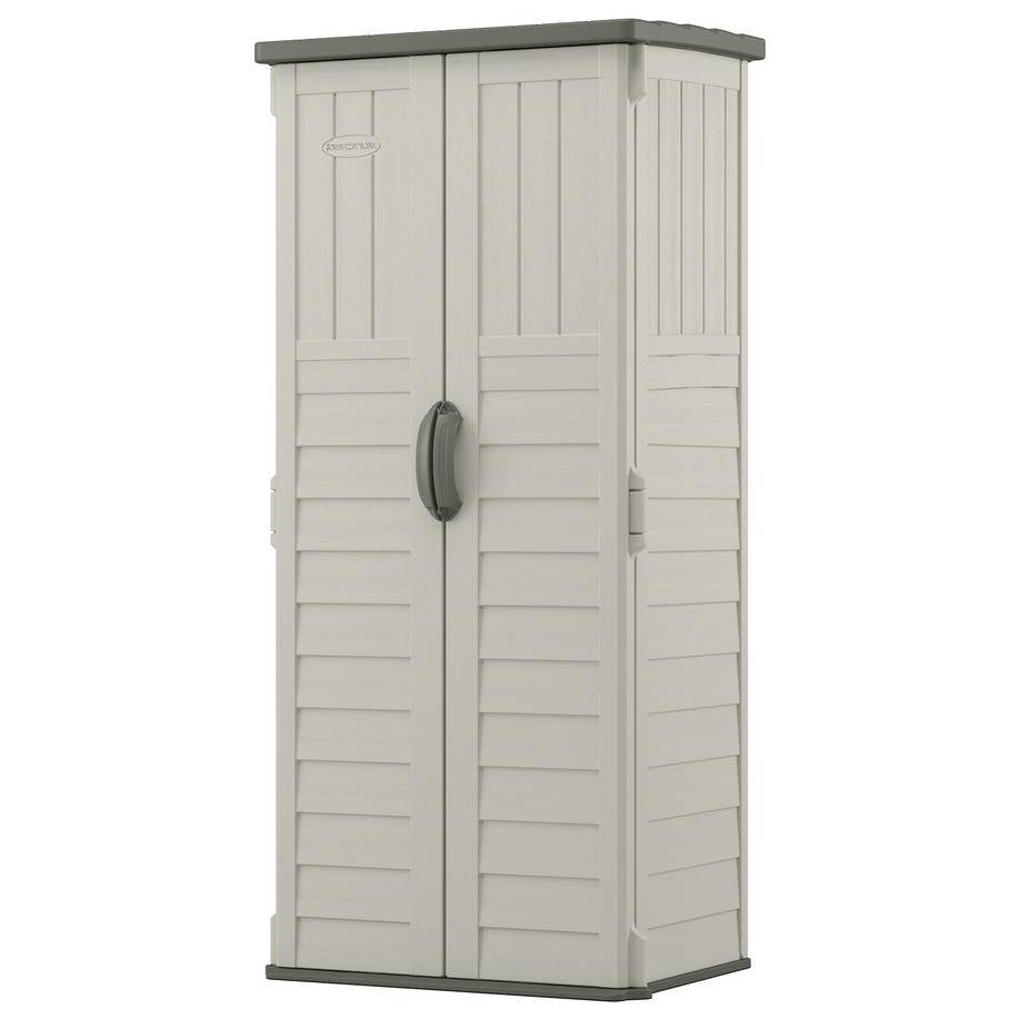 Outdoor Heavy Duty 22 Cubic Ft Vertical Garden Storage Shed in Taupe Grey - Tampa Home & Garden Store