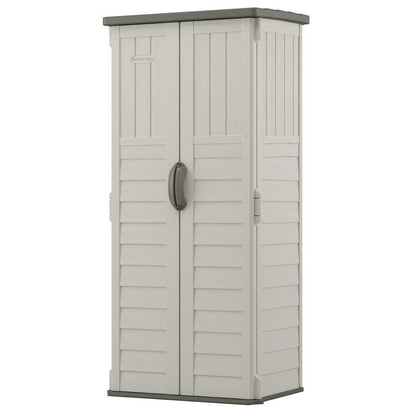 Outdoor Heavy Duty 22 Cubic Ft Vertical Garden Storage Shed in Taupe Grey - Tampa Home & Garden Store