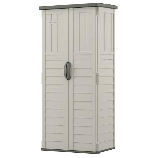 Outdoor Heavy Duty 22 Cubic Ft Vertical Garden Storage Shed in Taupe Grey - Tampa Home & Garden Store