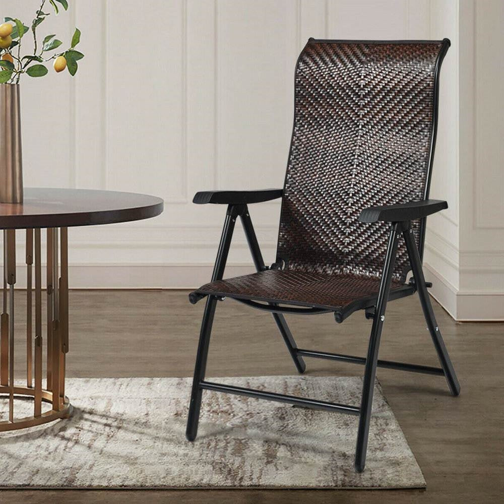 Outdoor Heavy Duty Dark Brown Rattan Folding Patio Chair - Tampa Home & Garden Store