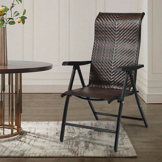 Outdoor Heavy Duty Dark Brown Rattan Folding Patio Chair - Tampa Home & Garden Store