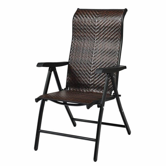 Outdoor Heavy Duty Dark Brown Rattan Folding Patio Chair - Tampa Home & Garden Store