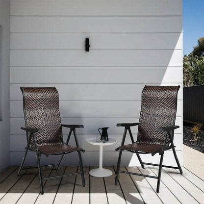Outdoor Heavy Duty Dark Brown Rattan Folding Patio Chair - Tampa Home & Garden Store