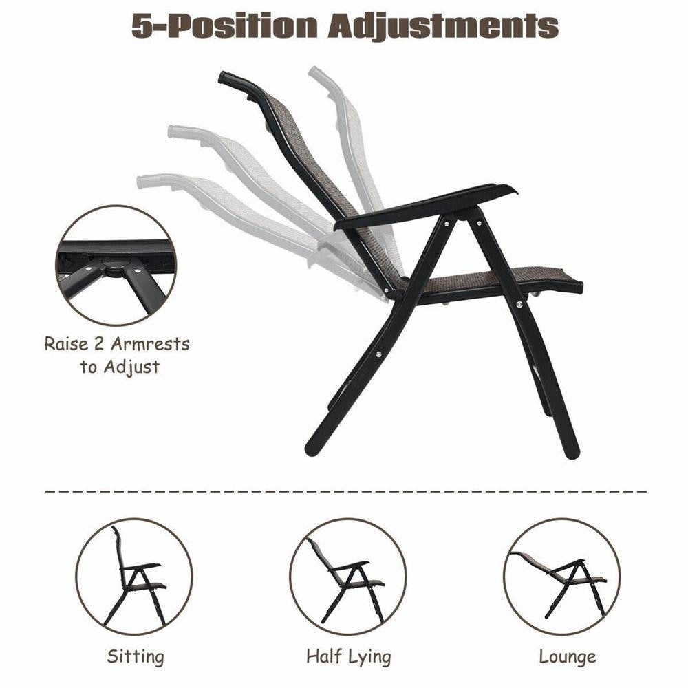 Outdoor Heavy Duty Dark Brown Rattan Folding Patio Chair - Tampa Home & Garden Store