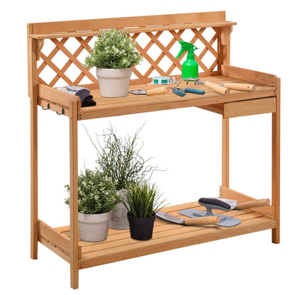 Outdoor Home Garden Wooden Potting Bench with Storage Drawer - Tampa Home & Garden Store