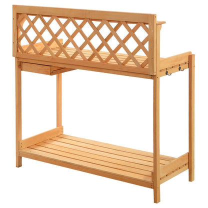 Outdoor Home Garden Wooden Potting Bench with Storage Drawer - Tampa Home & Garden Store