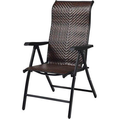 Outdoor/Indoor Folding Patio Chair with Brown Rattan Seat and High Back-Rest - Tampa Home & Garden Store