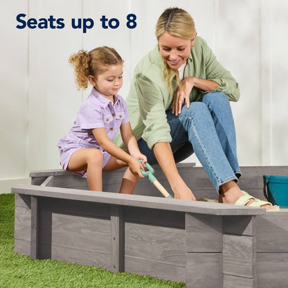 Outdoor Kid's Octagonal Sandbox in Grey Wood Finish - Tampa Home & Garden Store