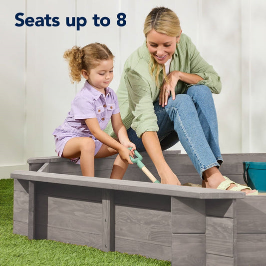 Outdoor Kid's Octagonal Sandbox in Grey Wood Finish - Tampa Home & Garden Store