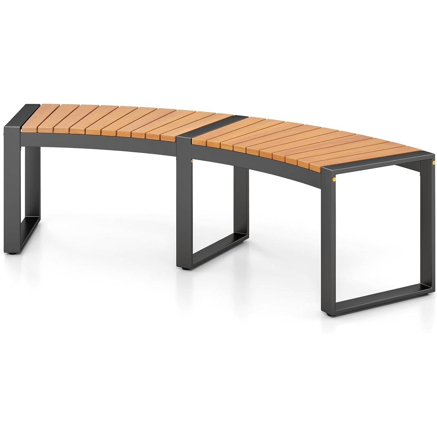 Outdoor Metal Frame Wood Slat Backless Garden Bench with Modern Arch Design - Tampa Home & Garden Store