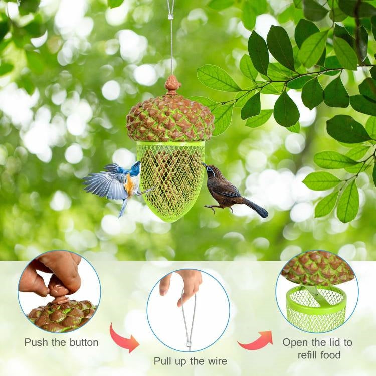 Outdoor Metal Mesh Bird Feeder with Metal Acorn Roof - Tampa Home & Garden Store