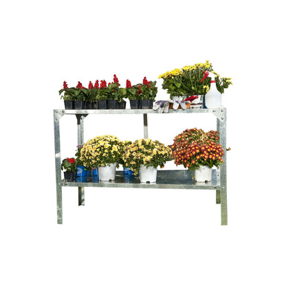 Outdoor Metal Shelving Unit Garden Potting Bench in Sturdy Galvanized Steel - Tampa Home & Garden Store