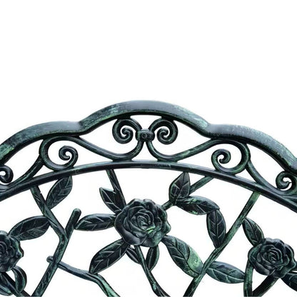 Outdoor Patio 40-inch Garden Bench with Backrest in Antique Green Metal Finish - Tampa Home & Garden Store