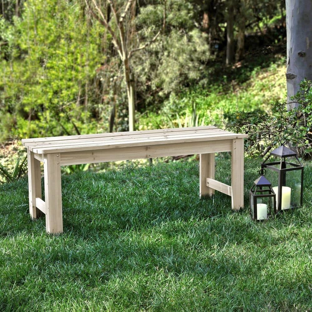 Outdoor Patio Backless Cedar Wood 4-ft. Garden Bench in Natural Finish - Tampa Home & Garden Store