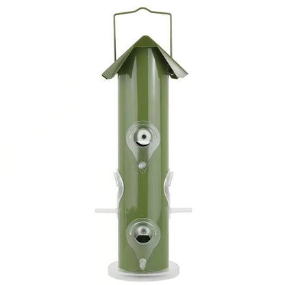 Outdoor Patio Garden 6-Perch Olive Green Metal Tube Bird Feeder - Tampa Home & Garden Store