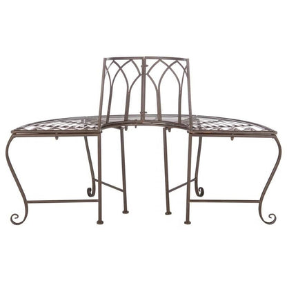 Outdoor Patio Garden Rustic Bronze Brown Wrought Iron Half-Circle Tree Bench - Tampa Home & Garden Store