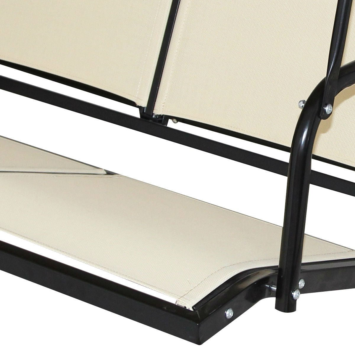 Outdoor Porch Patio 3-Person Canopy Swing in Light Brown - Tampa Home & Garden Store
