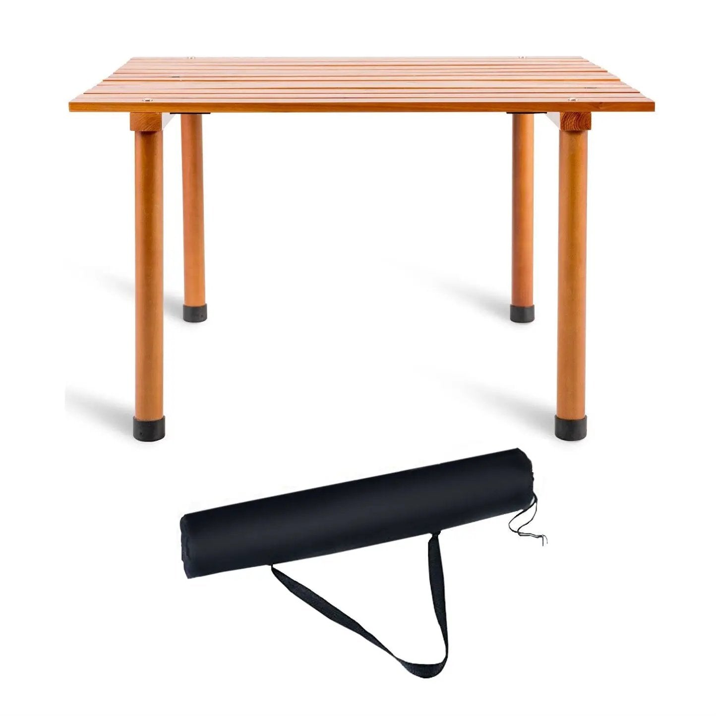 Outdoor Portable Roll-Up Folding Wood Patio Table with Carry Bag - Tampa Home & Garden Store