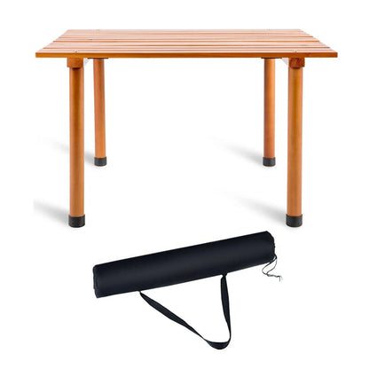 Outdoor Portable Roll-Up Folding Wood Patio Table with Carry Bag - Tampa Home & Garden Store