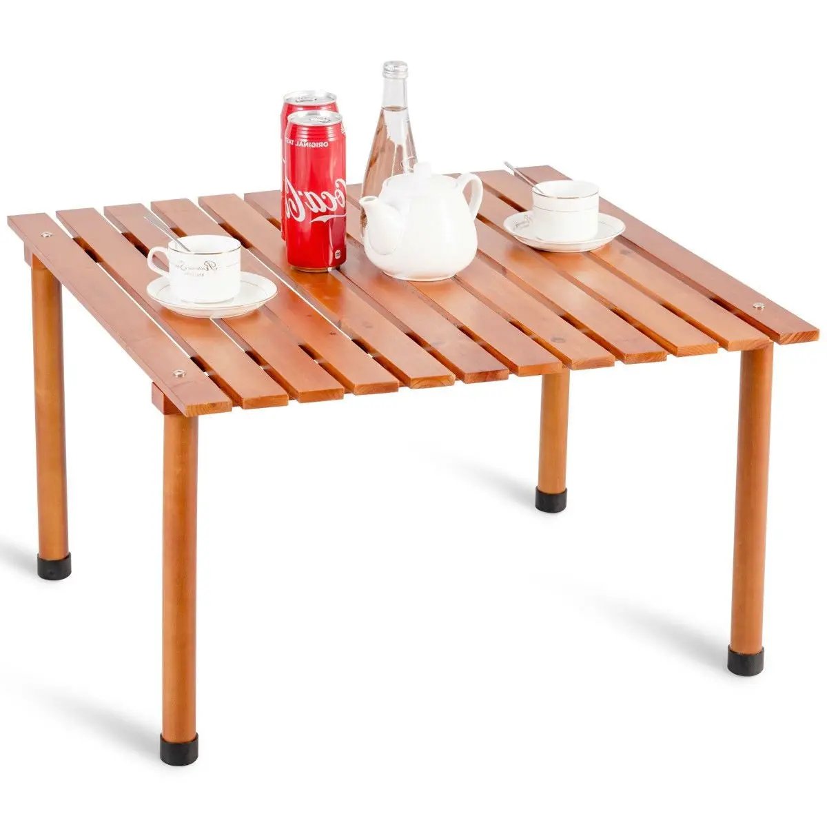 Outdoor Portable Roll-Up Folding Wood Patio Table with Carry Bag - Tampa Home & Garden Store