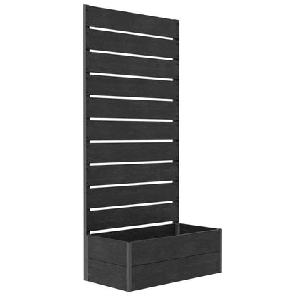 Outdoor Raised Bed Planter with Slatted Fence Trellis in Black Wood Finish - Tampa Home & Garden Store