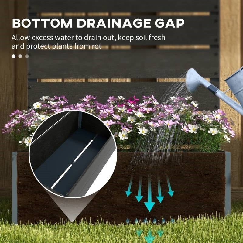 Outdoor Raised Bed Planter with Slatted Fence Trellis in Black Wood Finish - Tampa Home & Garden Store