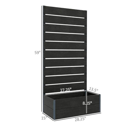 Outdoor Raised Bed Planter with Slatted Fence Trellis in Black Wood Finish - Tampa Home & Garden Store