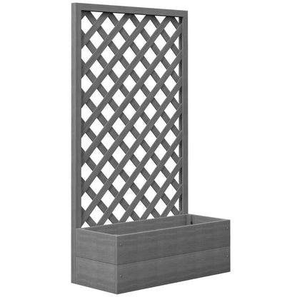 Outdoor Raised Garden Bed Planter Box with Lattice Trellis in Grey Wood Finish - Tampa Home & Garden Store
