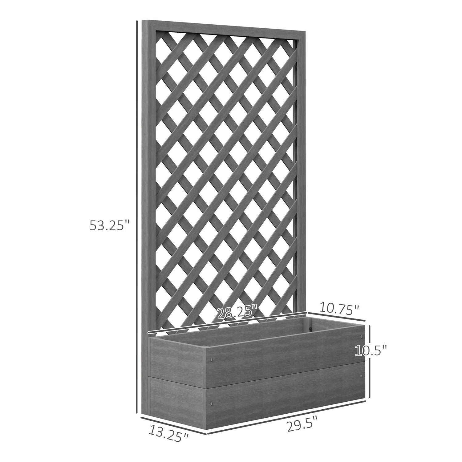 Outdoor Raised Garden Bed Planter Box with Lattice Trellis in Grey Wood Finish - Tampa Home & Garden Store