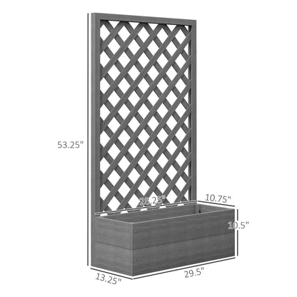 Outdoor Raised Garden Bed Planter Box with Lattice Trellis in Grey Wood Finish - Tampa Home & Garden Store